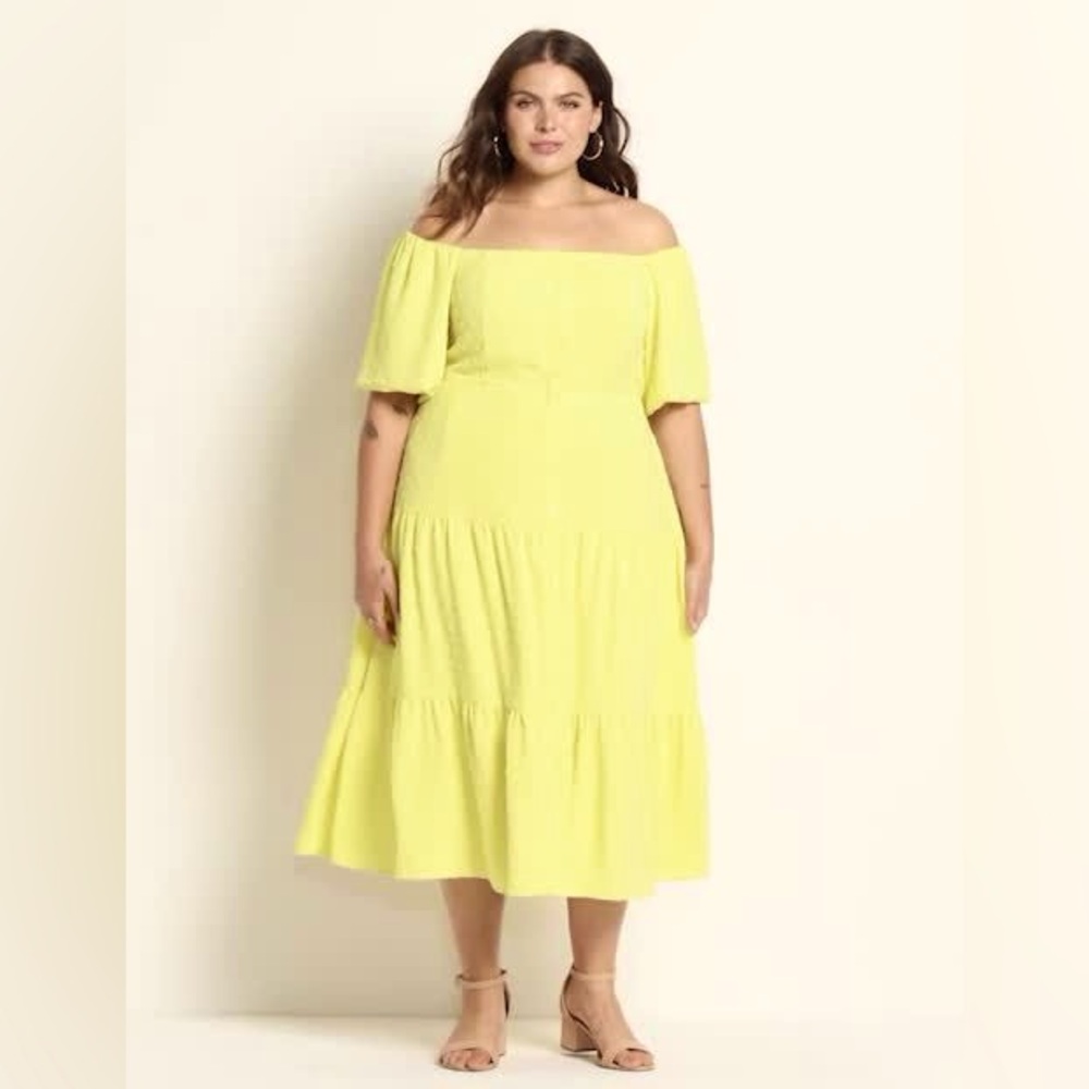 Lane Bryant Convertible Off-The-Shoulder Tiered Midi Dress